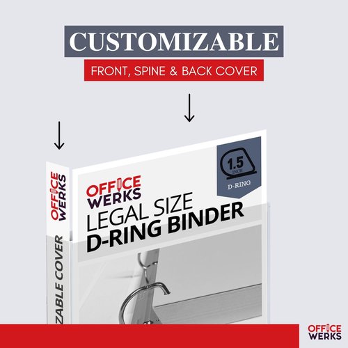 Performore - Office Werks Heavy Duty 2-Pack Legal Size View Binder - 14" x 8.5", White, 1.5 Inch D-Ring, Back Mount Binder
