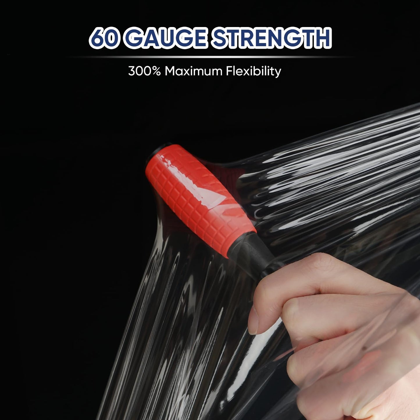 TICONN 1Pk Stretch Wrap Stretch Film Roll, 1000ft Industrial Strength 15 inch Wide Black Plastic Wrap with Handles for Pallet Wrapping Shipping Moving