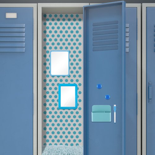 Chunful Locker Accessories Kit Magnetic Wallpaper Square Rug Magnetic Mirror Whiteboard with Dry Erase Marker Preppy Locker Organizer Supplies for Girls Back to School Essentials(Blue)