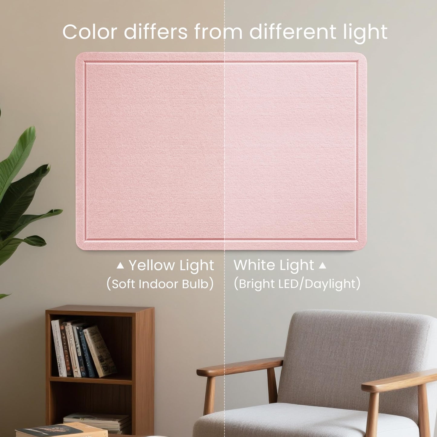 Lightomorrow Bulletin Board, 36 x 24 Inches Cork Board Alternative Decorative Felt Pin Board with Safe Removable Adhesives & 20 Push Pins for Home Office Classroom Walls-Pale Pink