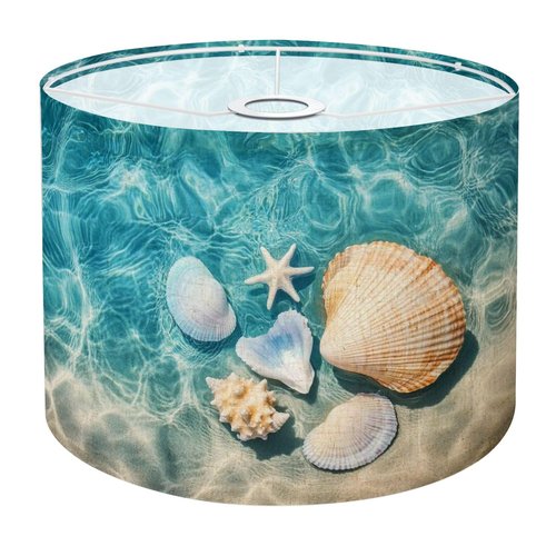 Drum Lamp Shade seashell summer beach sea water Summer Summer time Lampshade for Floor Lamps Table Lamps Pendant Light 11"x8.9" Large Lamp Shades Replacement Linen Lampshades