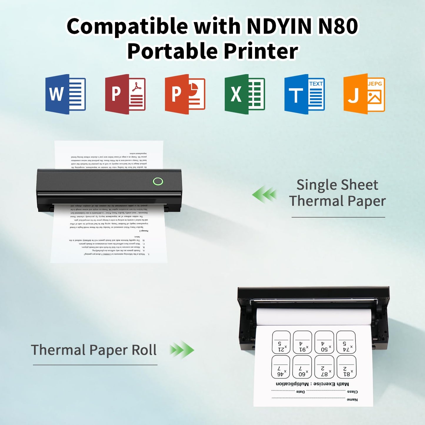 3 Rolls Thermal Printer Paper 8.5"x11" US Letter Size for Portable Printer, BPA free Quick-Dry Thermal Printer Paper, Compatible with N80/D80 Portable Printers