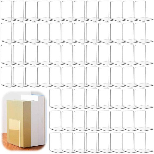 Maitys 75 Pcs Plastic Book Ends Bulk Clear Acrylic Bookends for Shelves Decorative Book Organizer Heavy Duty Holder Office Stoppers Bookshelf Desktop Decor for Movies, CDs, Video Games