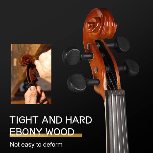 Kmise, 4 Solid Wood Fiddle for Adults, Beginners Students Kids, Hard Case with Hygrometer,Violin Bow,Shoulder Rest, Rosin,Extra Strings (3/4)