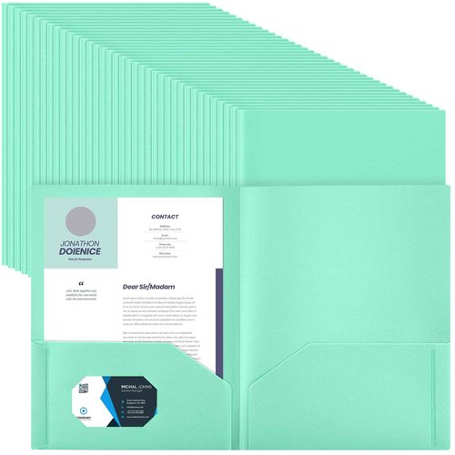Gueevin 200 Pcs Two Pocket Folders Bulk Plastic File Folder with 2 Pockets Letter Size Paper Heavy Duty Durable Portfolios Case for Home Office School Business 11.61 x 9.45 Inch (Bright Green)
