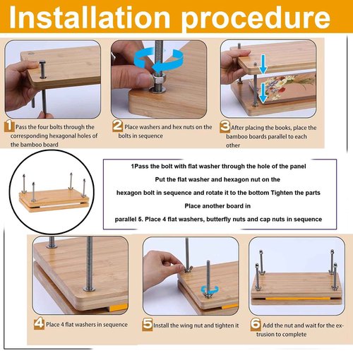 Dddzerong Book Binding Press，Wooden Press,Portable Bookbinding Supplies,Binding Clamp，Book Press Bookbinding is Easy to Assemble for Handmade Bookbinding11.7x8 inch