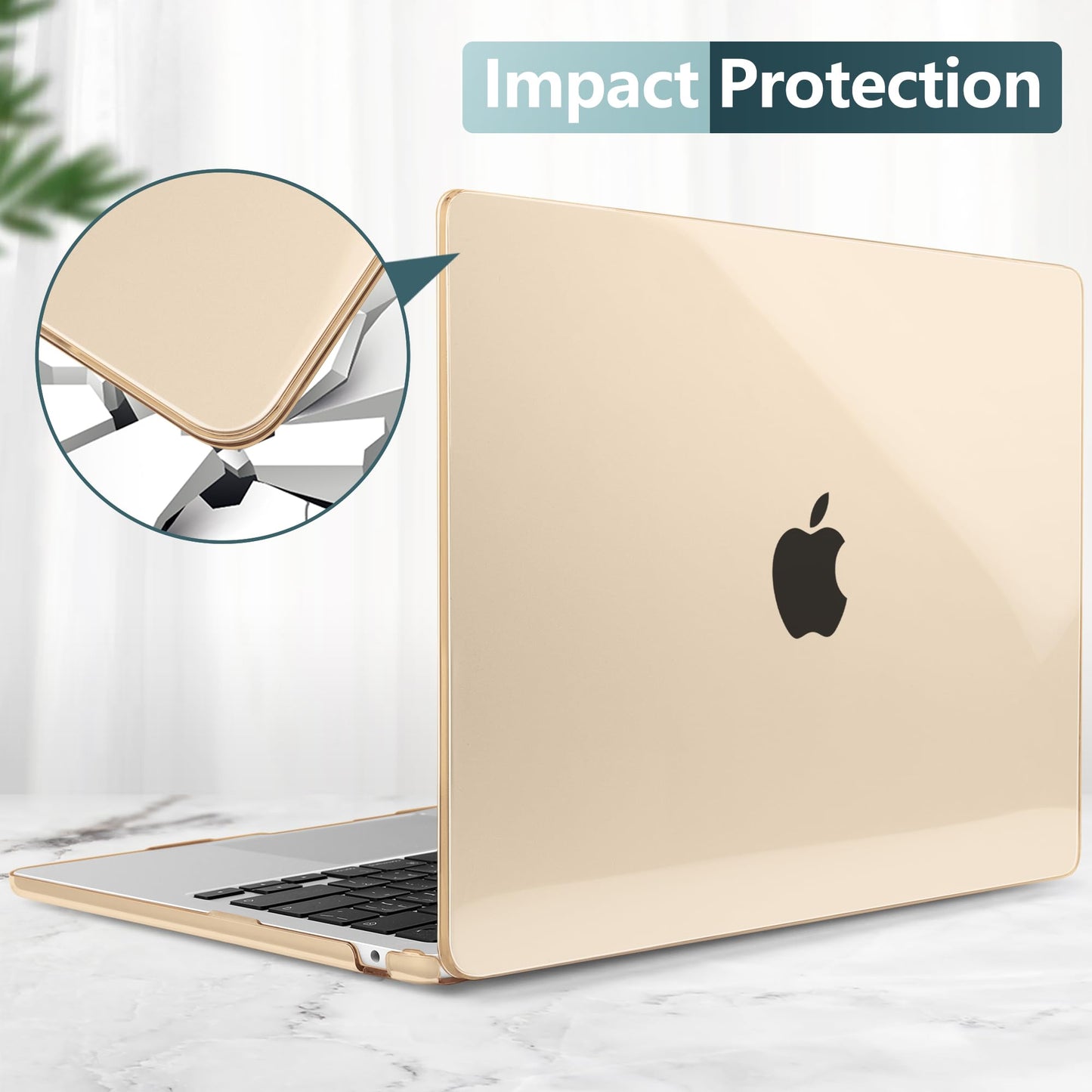 TWOLSKOO Compatible with MacBook Air 13 inch Case M5 2026 M4 M3 M2 2025-2022 A3449 A3240 A3113 A2681, Plastic Hard Shell & Keyboard Cover & Screen Film for MacBook Air 13.6 inch, Crystal Peach Fuzz