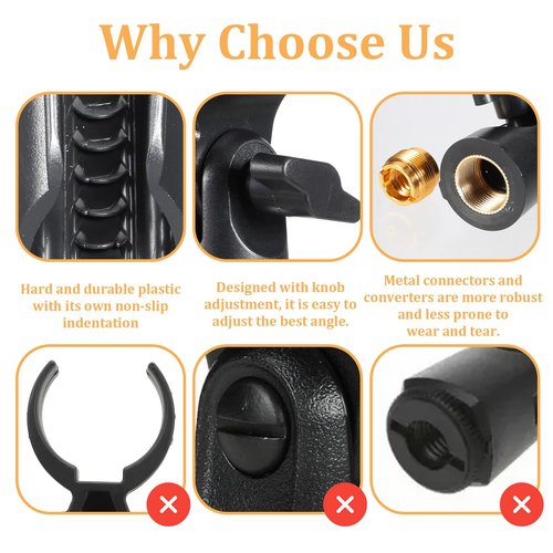 2 Pcs Universal Microphone Clip, Microphone Holder Adjustable Mic Holder for Microphones with 5/8" Male to 3/8" Female Screw Adapter