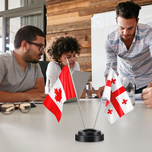 DoubleFill 24 Pcs Mini Flag Holder 2 Hole Miniature Flag Stand Desk Flag Holder Plastic Table Flag Stand Base for Party Company Office Centerpiece Country 4 x 6 Inch Stick Flags Decoration