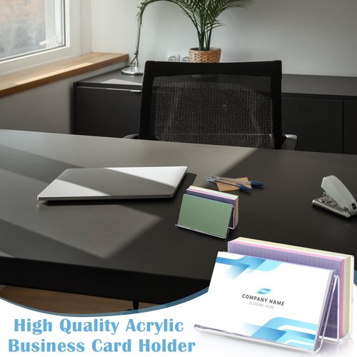 2 Pack 3x5 Index Card Display Holder Acrylic Cards Holder Stand Acrylic Business Card Holders Name Card Organizer Postcard Stand Display 200 Capacity for Studying Supplies No Card (Clear, 2 Pack)