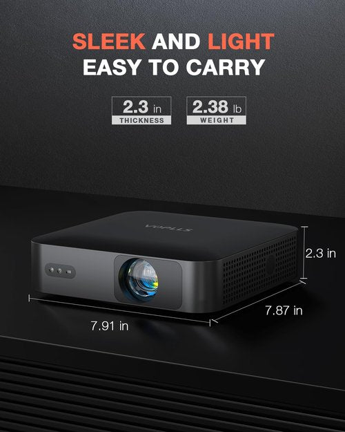 【360°Adjustable Stand & Auto Focus/Keystone】Mini Projector with WiFi and Bluetooth, Native 1080P Portable Outdoor Movie Projector, VOPLLS Home Projector 4K Support for HDMI/USB/AV/Phone/Laptop