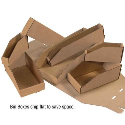 Ship Now Supply SNBINMT412K Open Top Bin Boxes, 4" x 12" x 4 1/2", 4" Width, 4.5" Height, 12" Length, Kraft (Pack of 50)