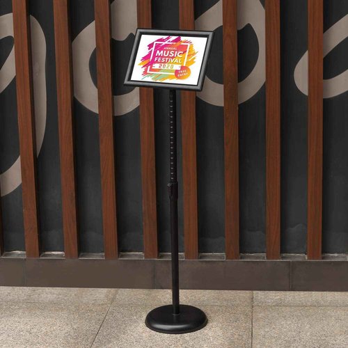Adjustable Heavy Duty Pedestal Sign Holder Floor Stand, Sign Stand Poster Stand, Standing Floor, 8.5 x 11 inch, Vertical & Horizontal View, Outdoor Standing Display Sign Holders Aluminum Black 2 Pack