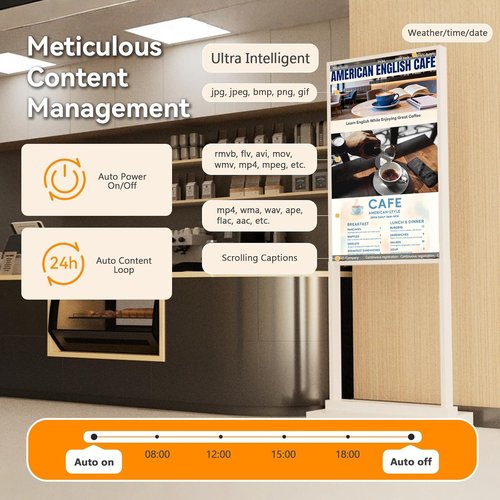 Skiennix 43-Inch Digital Signage Kiosk - 4K UHD Ultra-Bright Advertising Screen | Floor Standing Retail Display