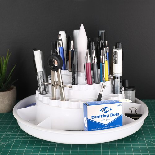 ALVIN, Spin-O-Tray, 9893-2, Rotating Desktop Receptacle, Art, Drafting, and Design Storage Tool, Great for Students, Hobbyists, and Professionals Alike - Black