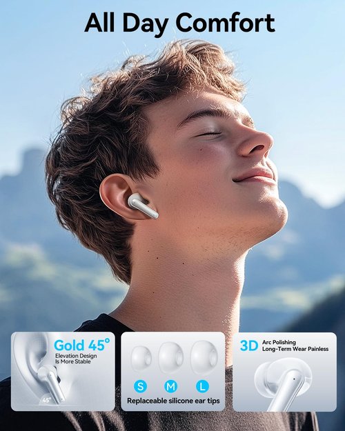 JGUG Wireless Earbuds, Bluetooth Ear Buds Headphones with LED Charging Case, Deep Bass Stereo Sound, 40 Hours Playtime, IP7, Lightweight in-Ear Earphones for iPhone Android Sports Workout