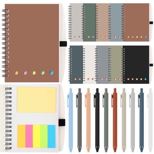 Chuangdi 50 Sets Employee Appreciation Gift Boho Spiral Notebook with Sticky Notes and Bamboo Pen Inspirational Thank You Supplies for Vet Tech Staff Medical Assistant Sterile Processing Week (Neutral)