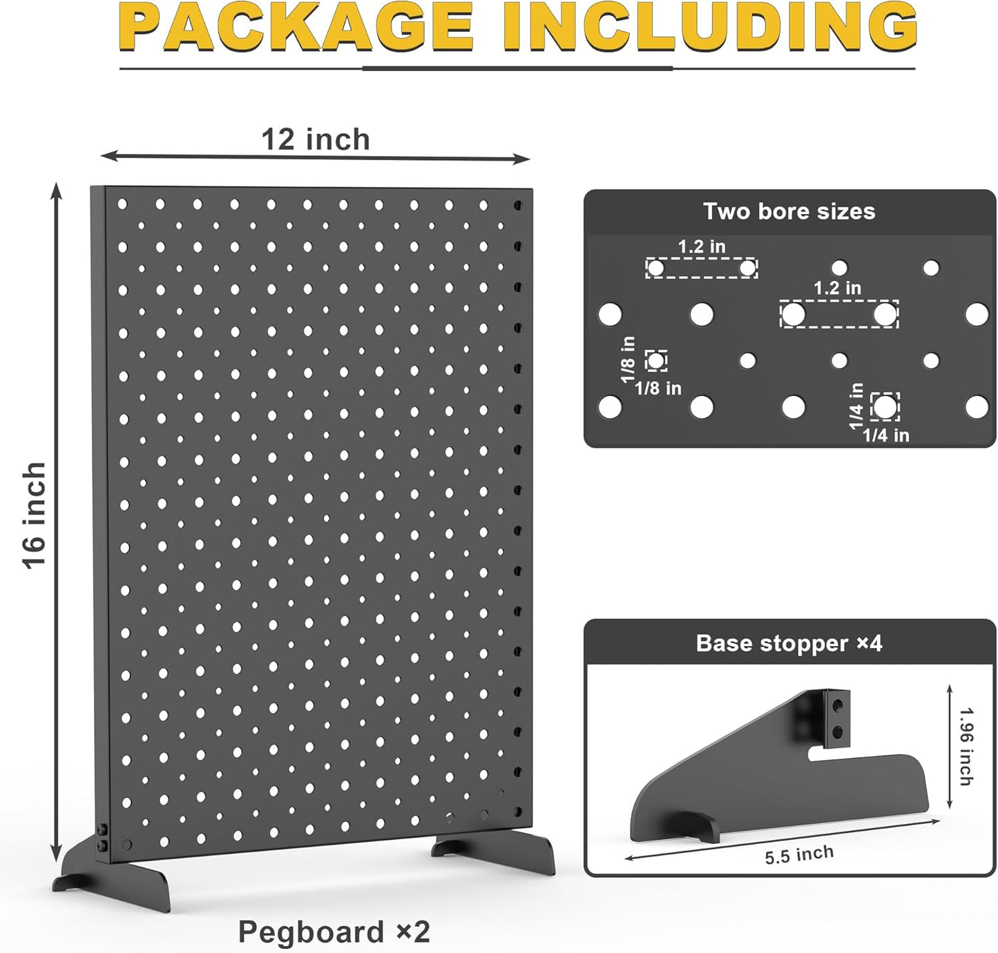 Ultrawall Pegboard Display Stand - Metal Tabletop Organizer for Jewelry & Accessories | 12" x 16", 2pcs Black