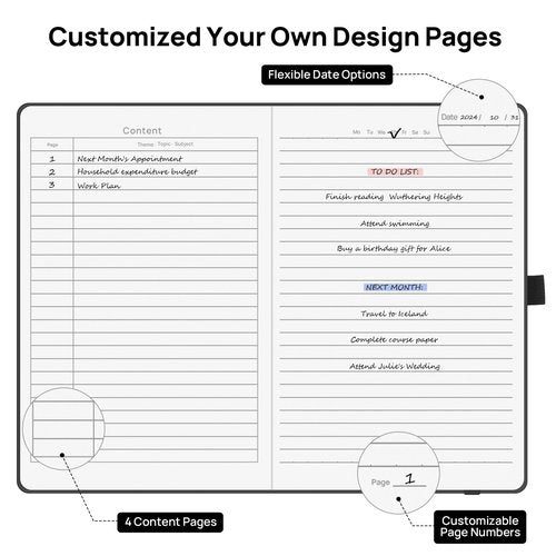 ONAVIA 8 Pack Black Lined Journal Notebooks for Work, Travel, College, (A5 Size 100 GSM Thick Paper) - Classic Ruled, Hardcover Notepad for Writing 160 Pages, 5.5 x 8.3 inch, Multipack Journals