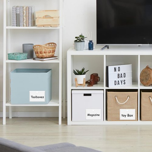 52 Pack Adhesive Pockets 3x5 Inch Labels for Storage Bins Clear Plastic Index Card Holder, Label Holder with Top Open for Loading Tote Labels for Organizing Bins Box Drawer