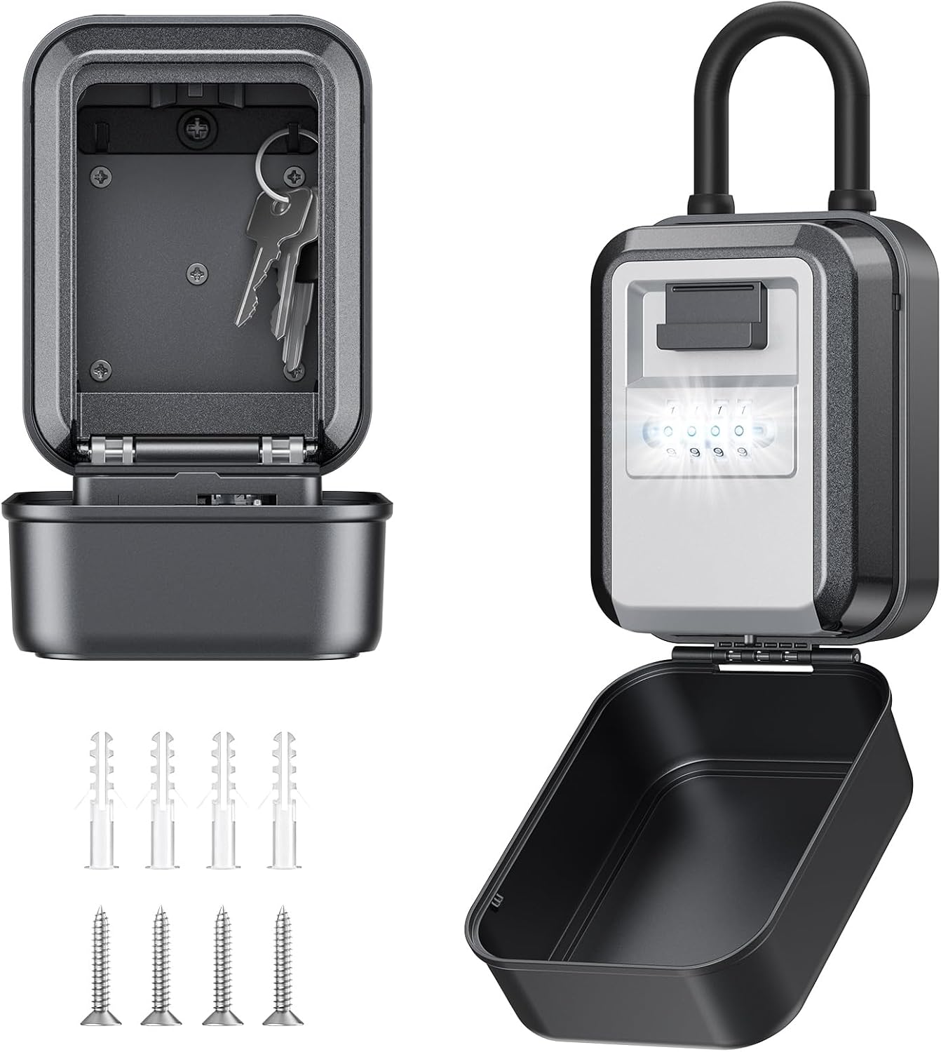 TOSICAM Key Lock Box - Waterproof 4-Digit Combination Safe for Outdoor & Home Use | Large Capacity