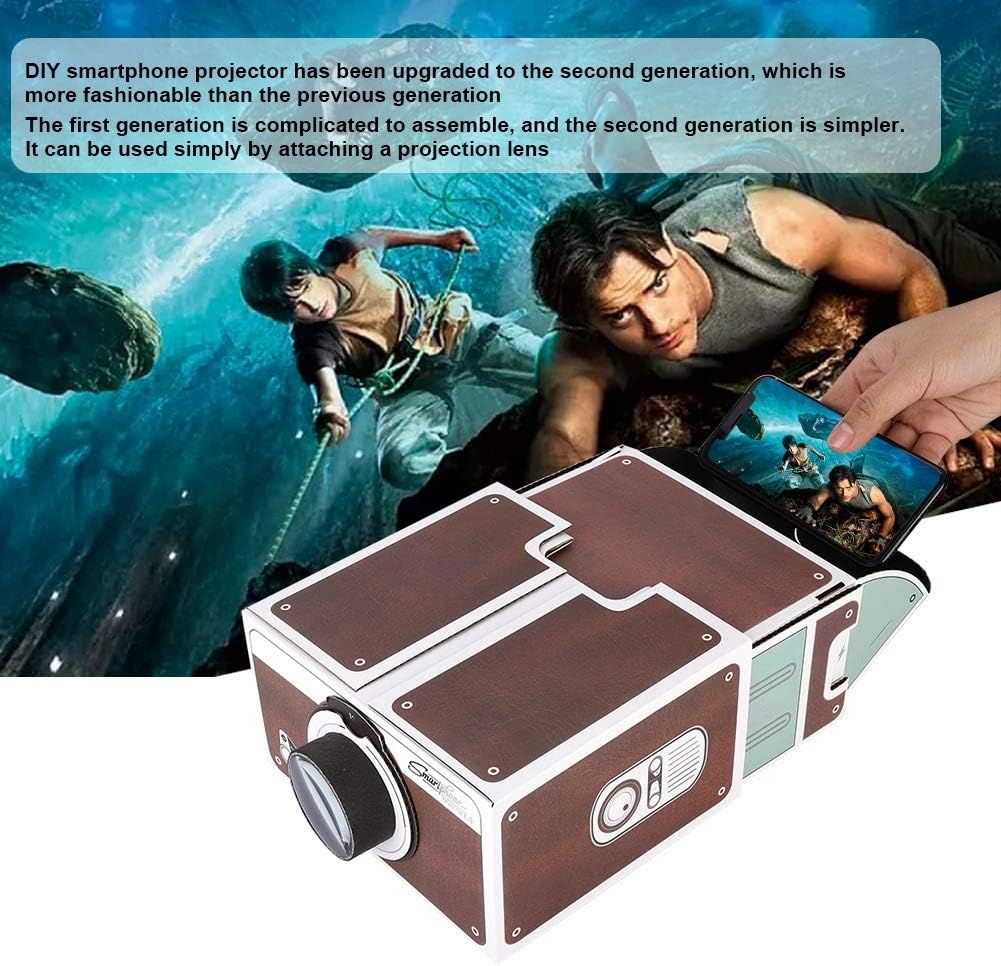 Skiennix Mini Portable Smartphone Projector - 2nd Gen, Brown, Ideal for Kids' Entertainment