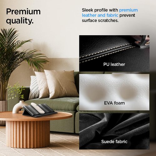 Spigen Universal Remote Control Holder Organizer Stand Magnetic PU Leather Holds Up To 4 LD401 - Black