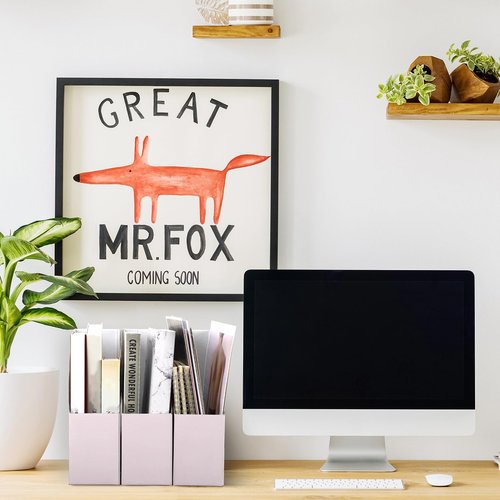 15 Pack Magazine File Holder Cardboard Magazine File Organizer Foldable Pink Magazine Holder for Shelves Magazine Document Storage Box Book Bin Desk File Organizer for Office Home Classroom