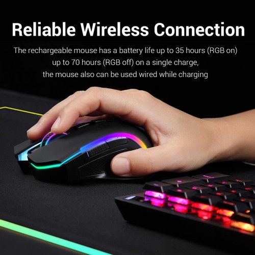 Redragon M602 Griffin RGB Gaming Mouse - Ergonomic Design with 8000 DPI & 7 Programmable Modes | Wireless Black