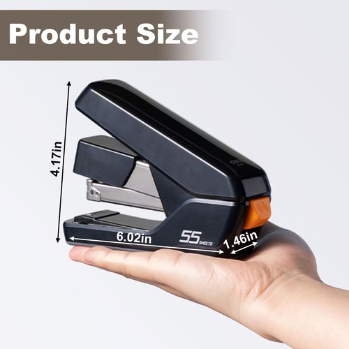 Heavy Duty Deskstop Stapler, 55 Sheet Capacity Jam Free, One Finger Touch Stapling Ergonomic Office Staplers for Office, Home, Classroom, Booklet, Book Binding