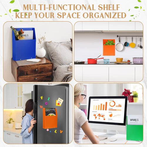 Teling 6-Piece Wall Mount File Holder No Drilling, 6 Colors: Red, Green, Blue, Black, Orange, Rose Red - Polypropylene (PP) Material - Wall Organizer, Letter Holder for Home, Office, School Supplies