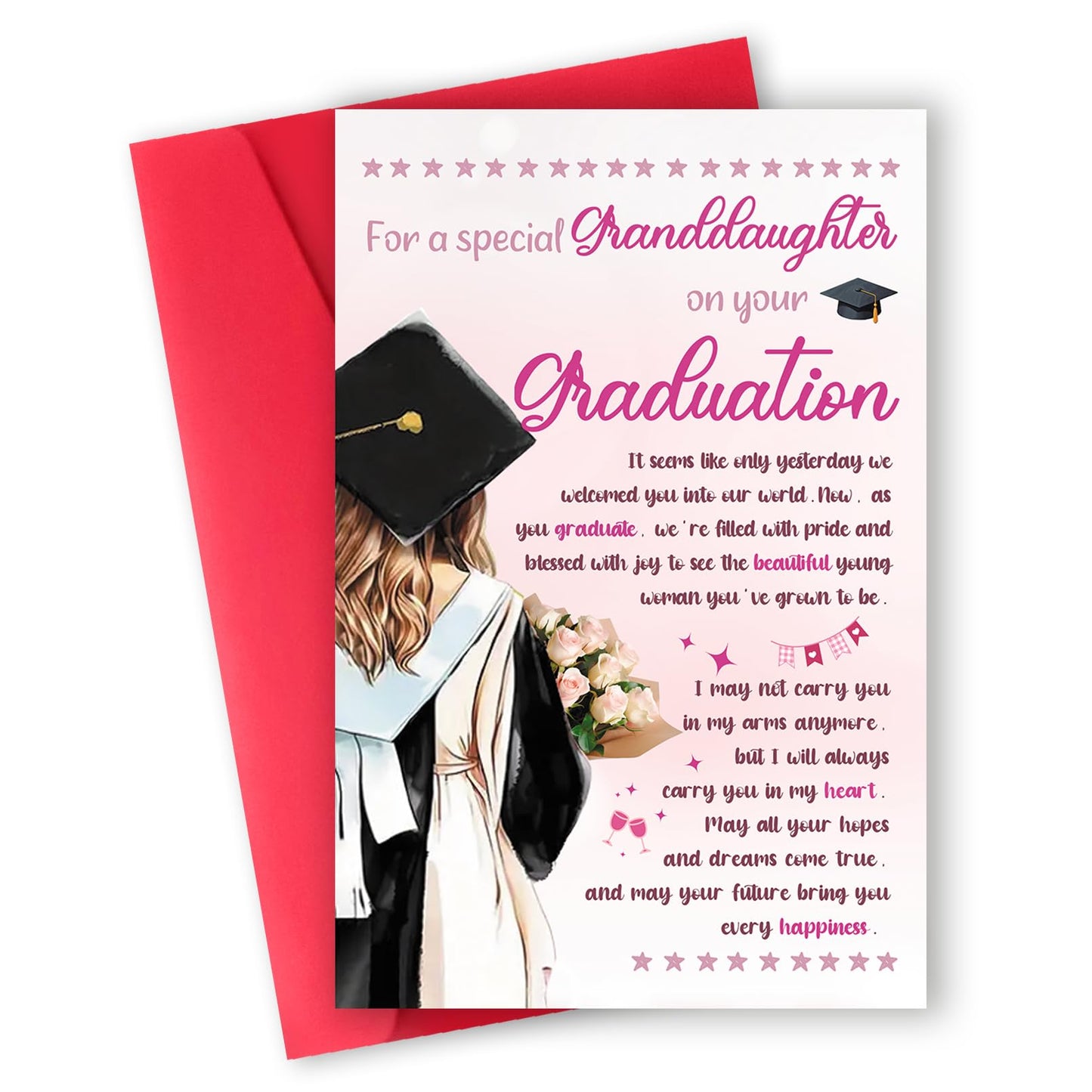 ATTLVV Graduation Gifts for Granddaughter,Granddaughter Graduation Card,8x5.3 Inches,Quick-Dry,Eco-Friendly
