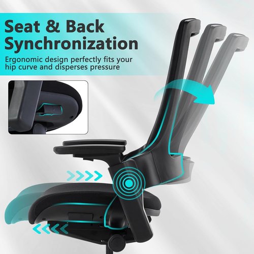 CLATINA Swivel Executive Chair - Ergonomic 3D Armrest & Lumbar Support - Adjustable Fabric for Home Office