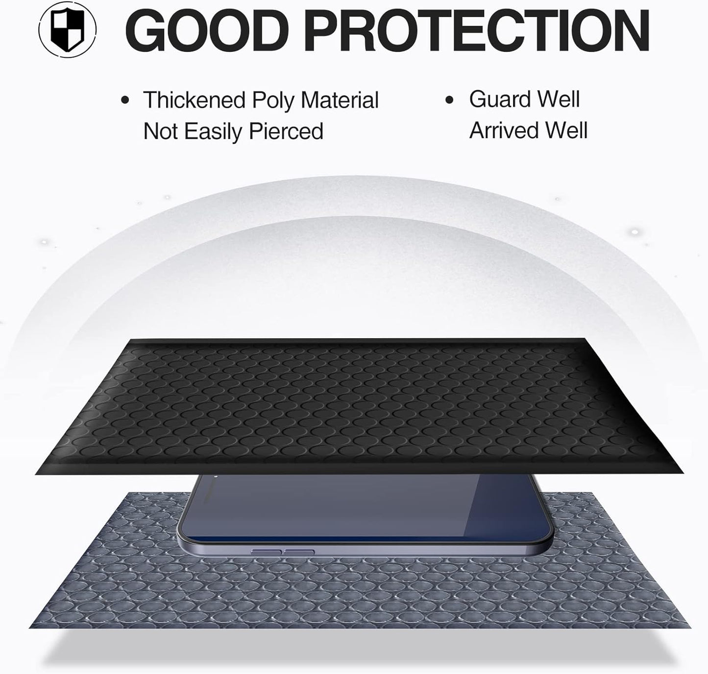 UCGOU Bubble Mailers - 3.5x6.5 Inch Black Padded Envelopes | 50 Pack Self-Seal Waterproof Shipping Bags for Jewelry & Makeup