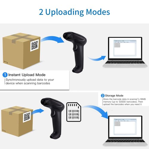 Alacrity 2D 1D Wireless Barcode Scanner with Stand, 3-in-1 Connectivity Bluetooth 2.4G Wireless USB Wired, Barcode Reader with Hands-Free Mode and Vibration Alert, Black