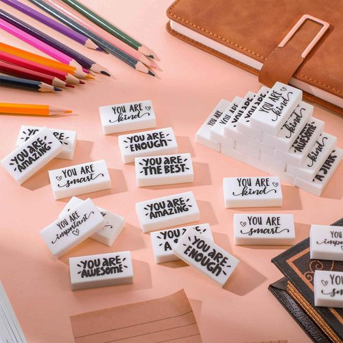 PerKoop 200 Pcs Operation Christmas Inspirational Small Pencil Erasers Bulk - Cute Fun Motivational Eraser Gifts for Kids Students Classroom Prizes School Supplies National Collection Week