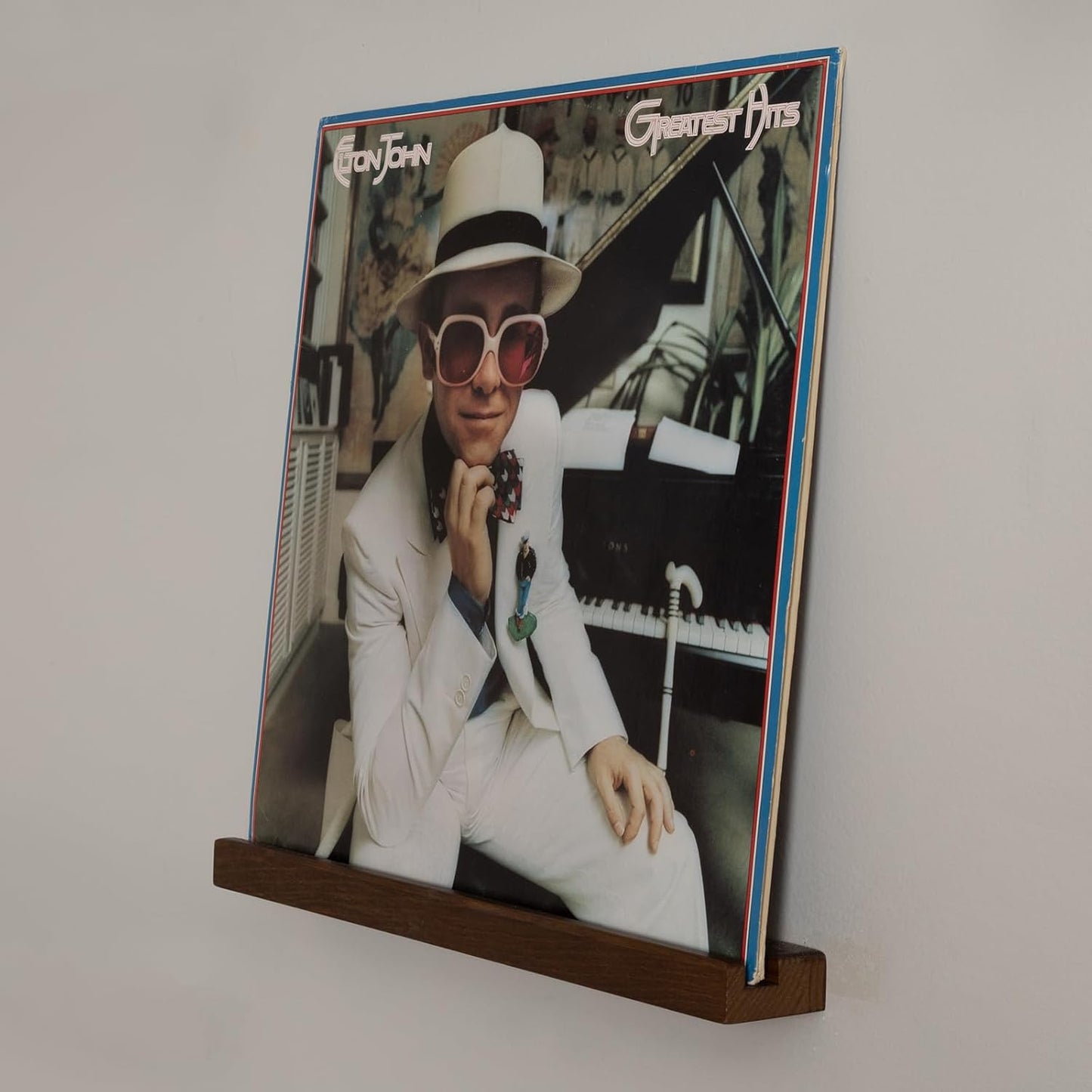 Vinyl Record Holder by Pinewood - Pack of 6 Wall Mounts with 2 Mounting Options | Walnut Stain Finish
