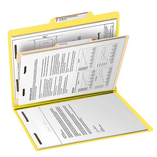 Smead Classification File Folder, 1 Divider, 2" Expansion, 2/5-Cut Tab, Letter Size, Yellow, 10 per Box (13704)