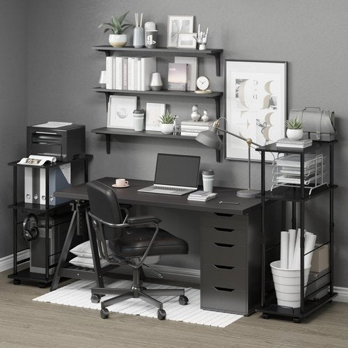 PROXRACER Height Adjustable Computer Tower Stand, 3-Tier CPU Holder Cart Printer Stand Mobile PC Laptop Standing Table Home Office Gaming Accessories with Rolling Wheels,26.4 * 45in