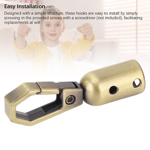 10 Sets Rope End Snap Fittings, Zinc Alloy 8mm Hole Hanging Bell Snap Hooks with Screws for Decoration, Crafting, Leather Crafts, and More (Antique Bronze)