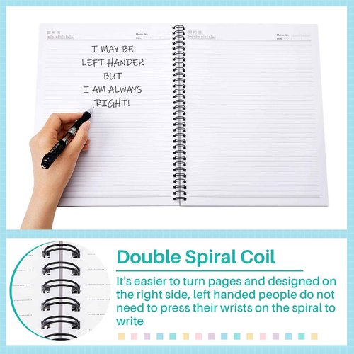 Henoyso 5 Pcs Jumbo Left Handed Notebook 100 Sheets/200pages Left Handed Workbook 11 x 9 Inches Spiral Notebook Lefty Notebooks for Easier Lefty Use Supplies(Vivid Color)