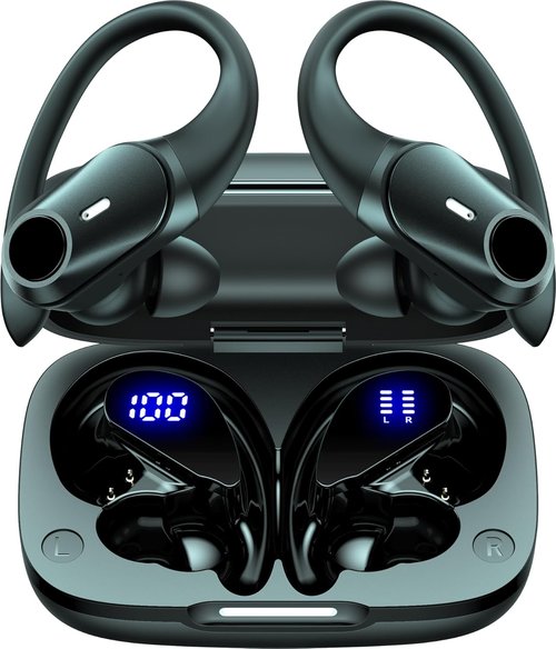 Skiennix Active Noise Cancelling Wireless Earbuds - 80H Playtime, Hi-Res Sound, Black