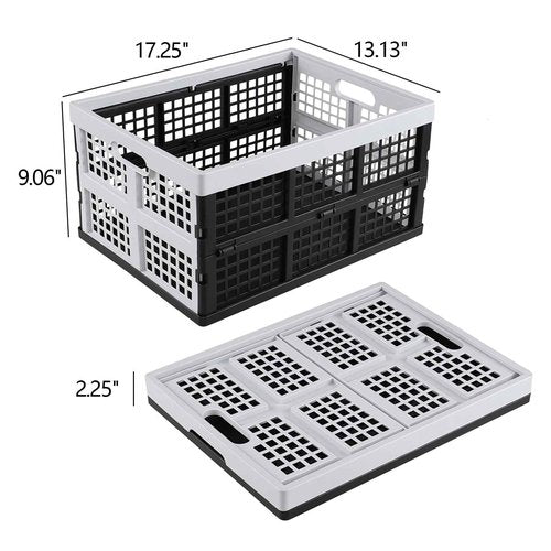 Qqbine 34 L Plastic Stackable Collapsible Crate, 4 Packs