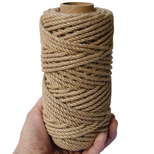 ILIKEEC 4mm Jute Twine, 164 Feet Braided Jute Rope, Heavy Duty and Thick Twine Rope for DIY Artwork, Bundling, Home Decor, Gardening Applications (4MM 164FT)
