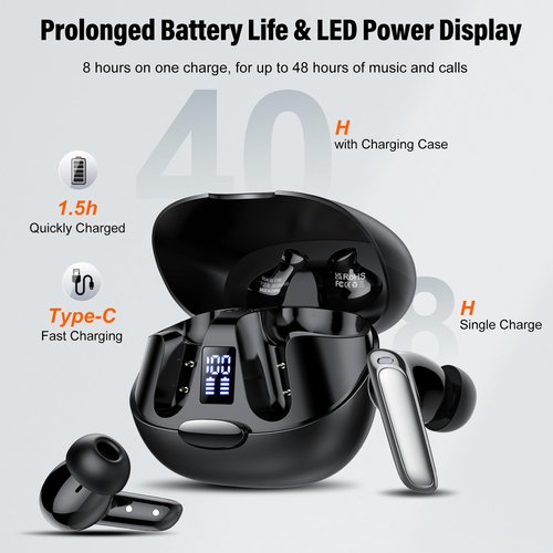 AI Language Translation Earbuds, 3-in-1 Translator Earbuds Real Time with 5 Translation Modes with APP, 164 Language Bluetooth 5.3 Headphones Translating Device for Travel/Business/Leaning, Dark Night