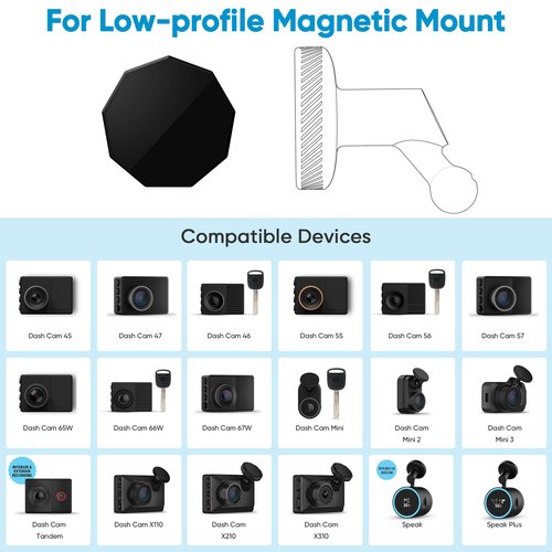 4 Pcs Adhesive Piece Magnet Replacement for Garmin Low-Profile Magnetic Mount,Only Windshield Sticky No Mount,for Garmin Dash Cam 45/46/47/55/56/57/65W/66W/67W/Tandem/Speak Plus