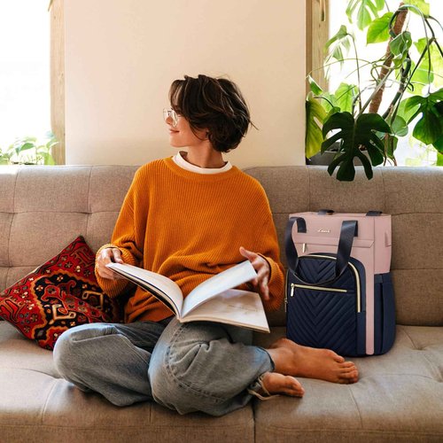 LOVEVOOK Laptop Backpack for Women, 15.6 Inch Work Business Laptop Bag, Wide Top Open Teacher Nurse Bag with USB Port, Waterproof Computer Backpack Purse for travel