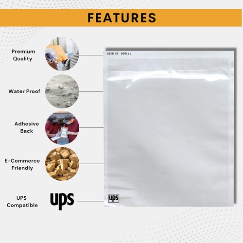500 Pack 6.5"x10" UPS Shipping Label Sleeves – Clear Self-Adhesive Packing Slip Pouches, Waterproof Packing List Envelopes – Ideal for Shipping Documents, Mailing Labels, Invoices & Packing Slips