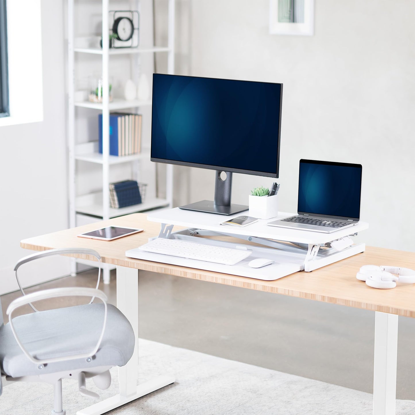 VIVO White 32 inch Stand Up Desk Riser, DESK-V000SW