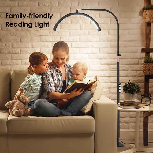MEIAOELEC Half Moon Light for Lash Tech, Gooseneck Lash Lamp with Phone Holder for Eyelash Nail Art Tattoos Skincare, LED Floor Lamp Esthetician Light with 5 Color Temperatures & Brightness Setting